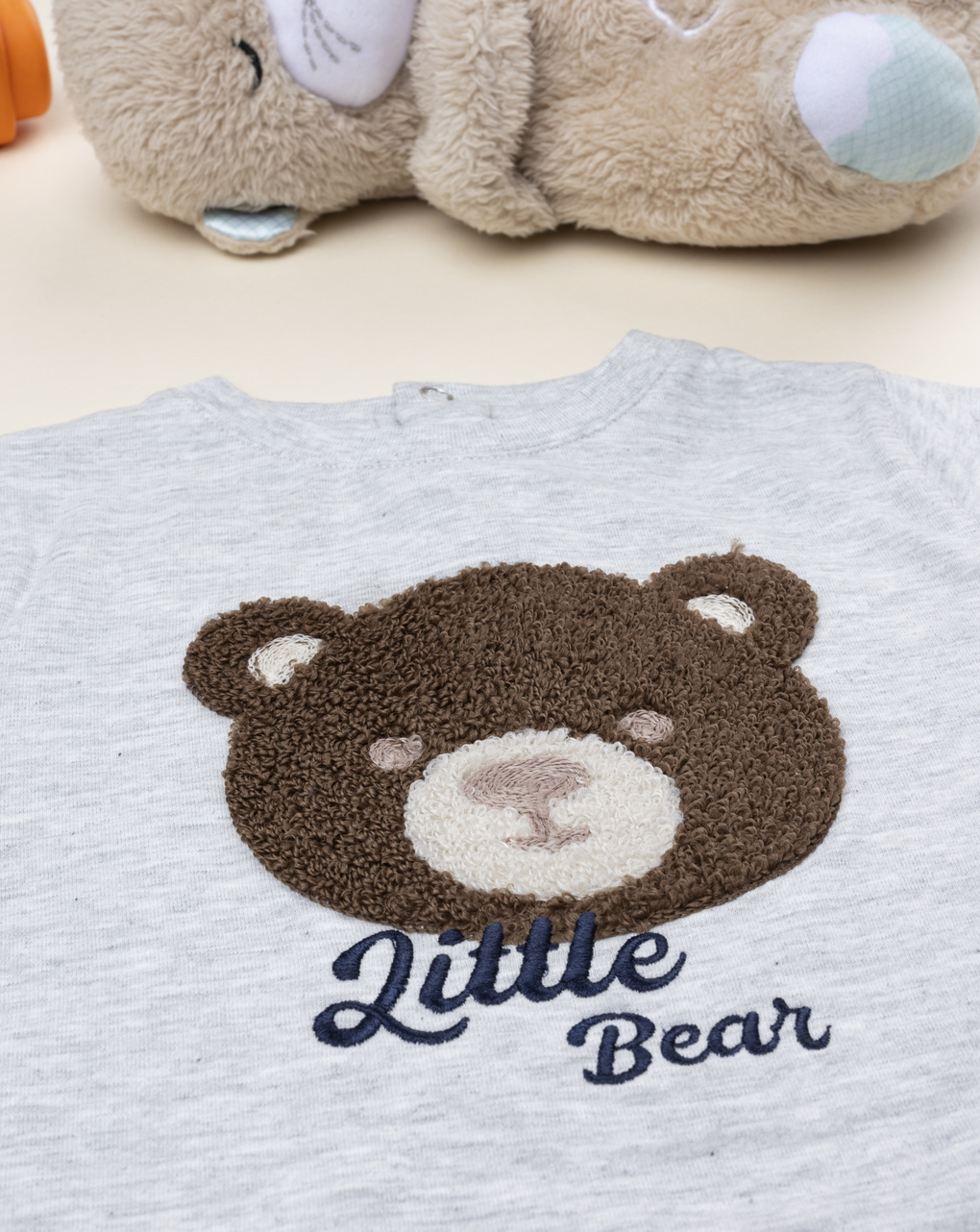 T-shirt bimbo grigia orsetto