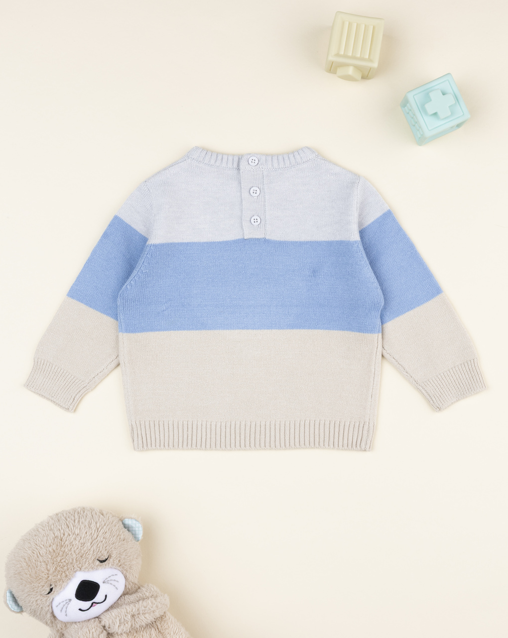 Maglia tricot bimbo azzurro/beige