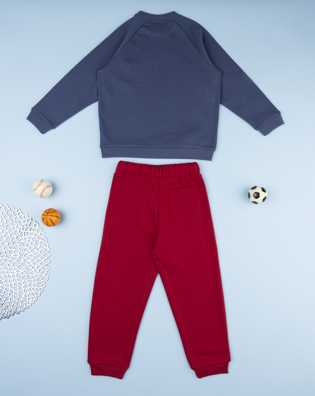 Completo jogging felpato bimbo blu/bordeaux