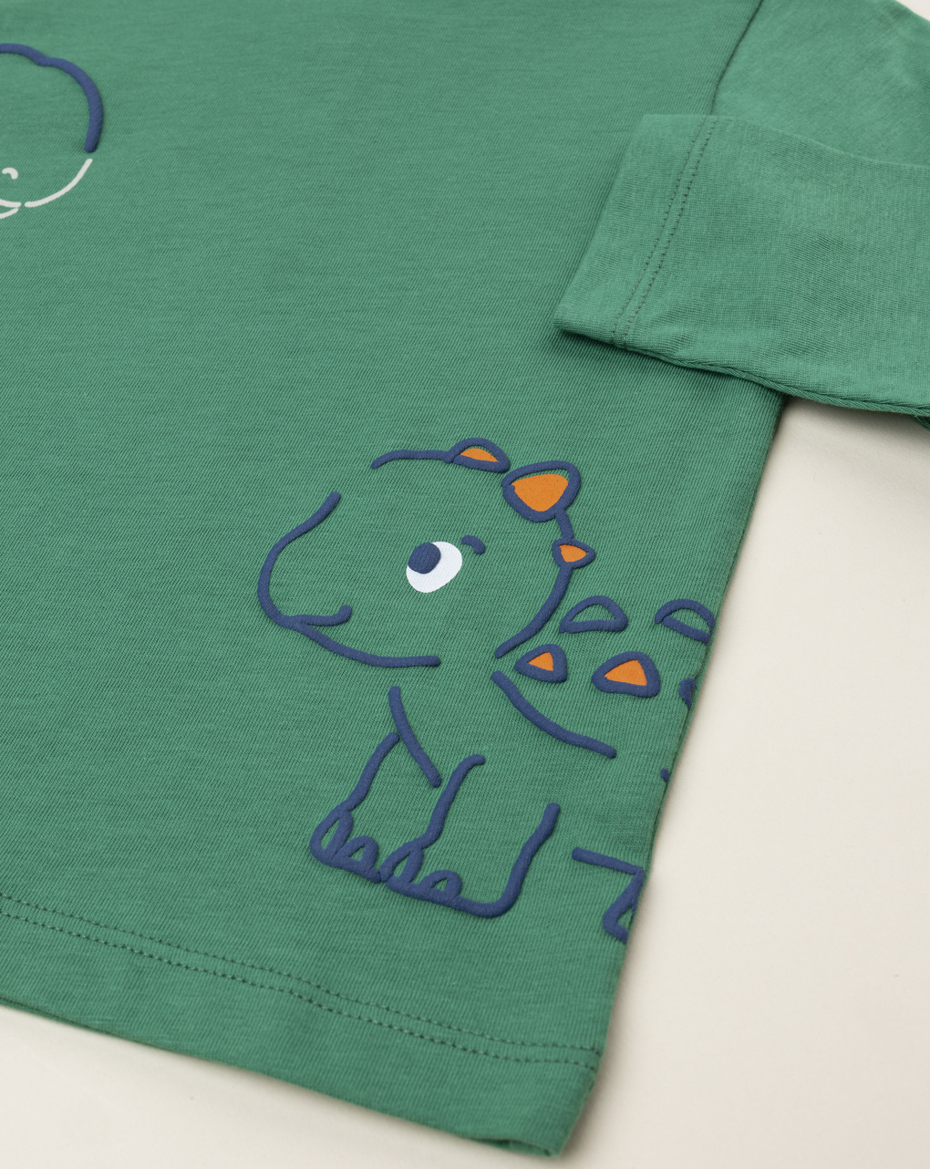 T-shirt bimbo verde stampata dino