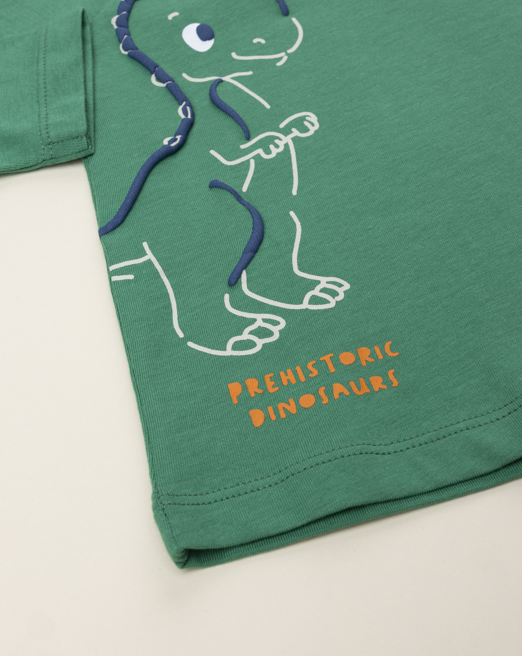 T-shirt bimbo verde stampata dino