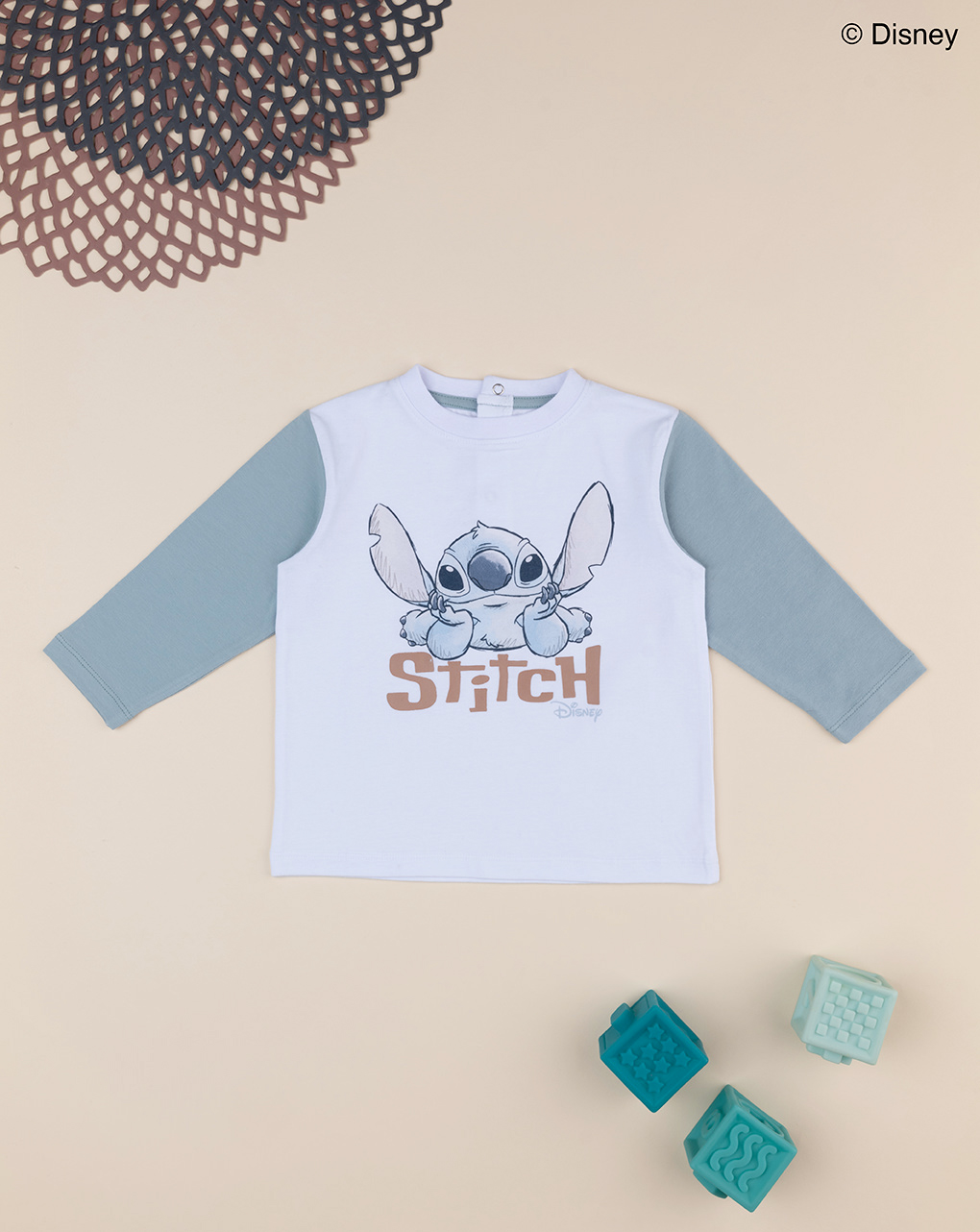 T-shirt bimbo bianca "stitch"