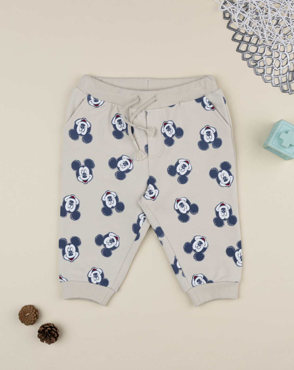 Pantalone bimbo beige mickey mouse