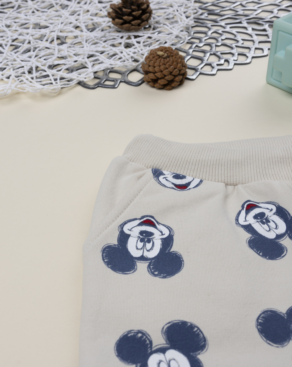 Pantalone bimbo beige mickey mouse