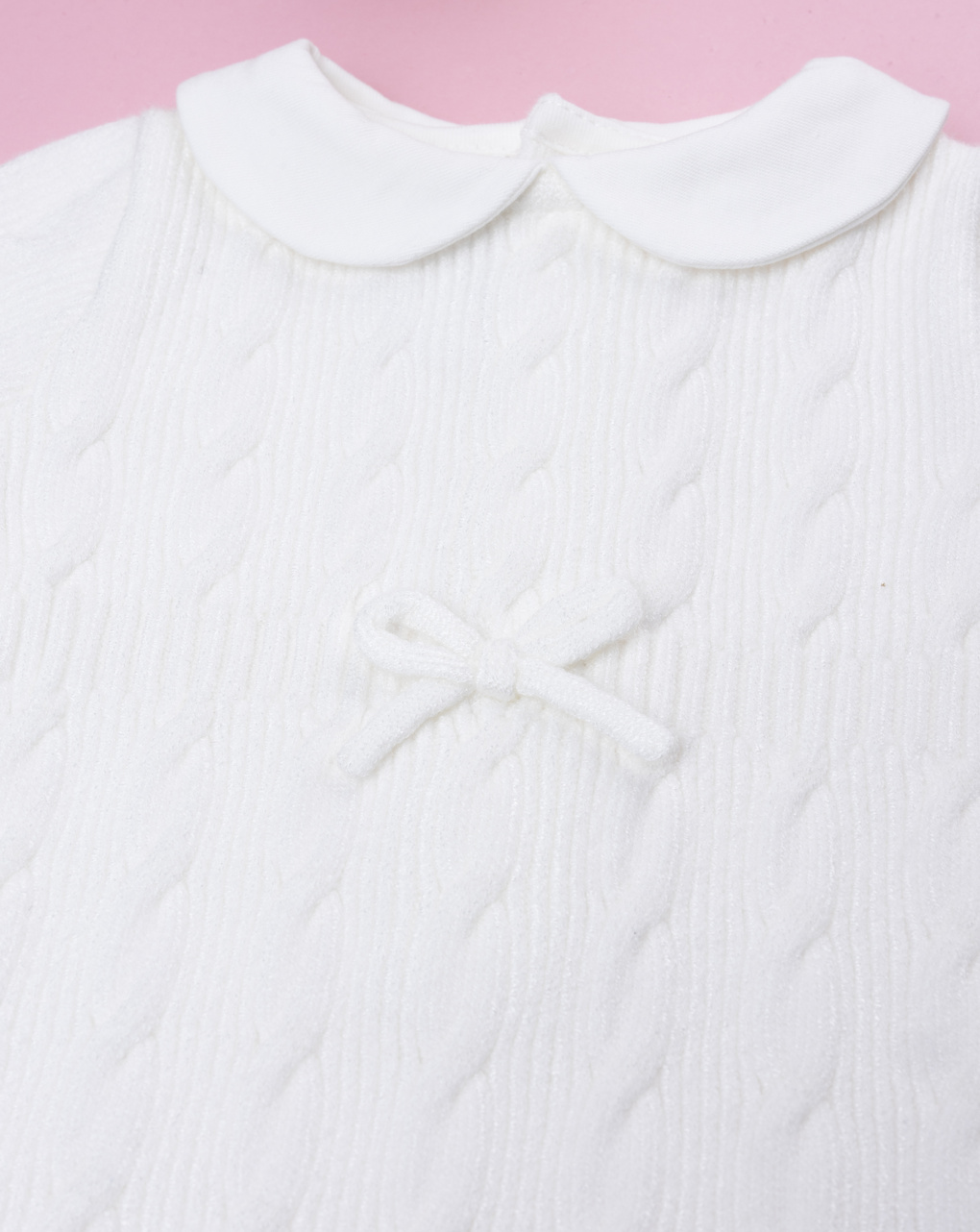 Tutina neonata tricot bianco con fiocco