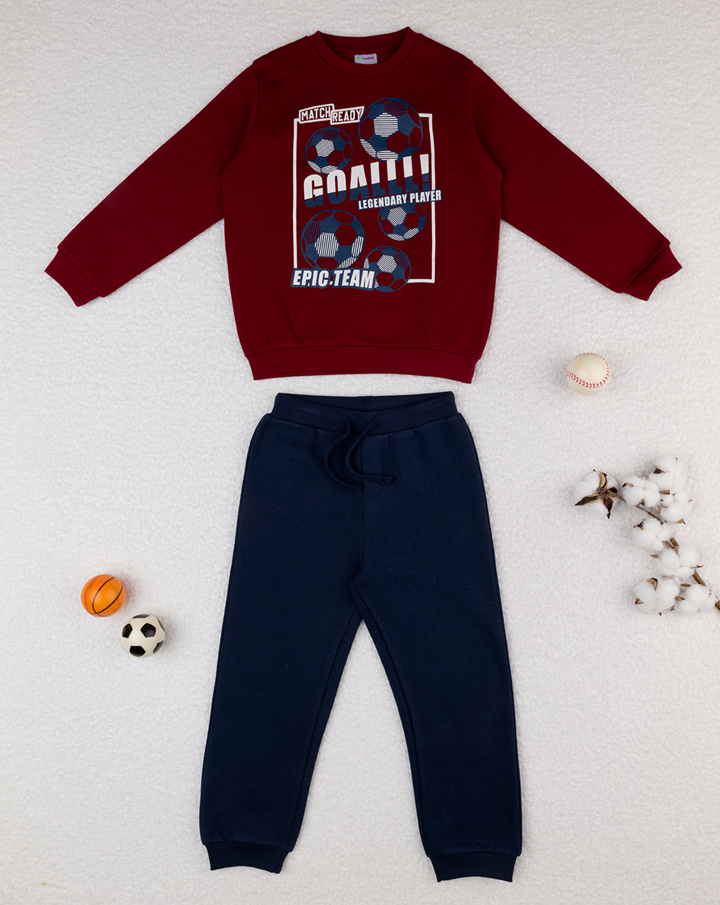 Completo jogging bimbo bordeaux/blu