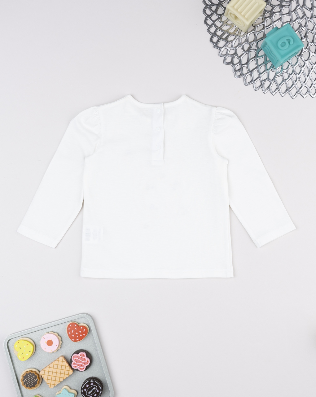 T-shirt bimba bianca stampa gattino