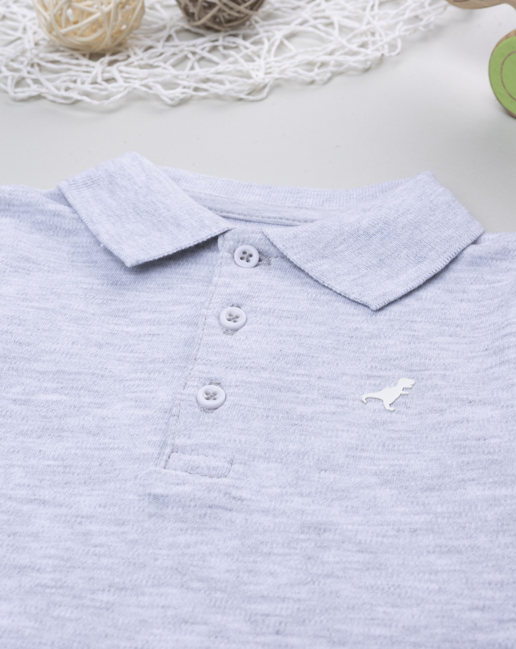 Body bimba grigio melange manica lunga