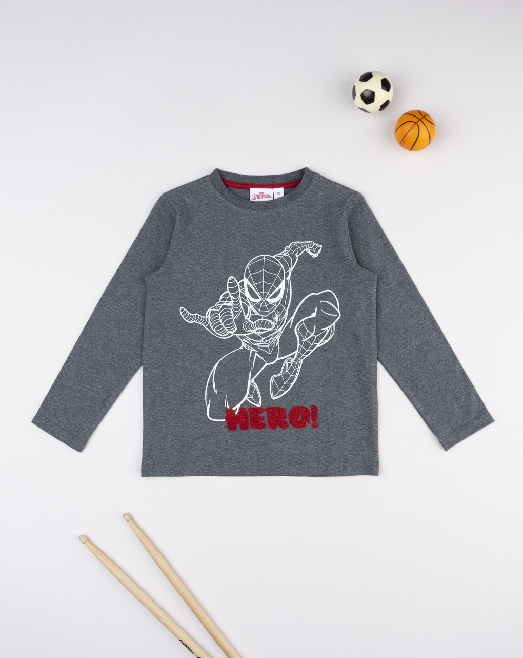 T-shirt bimbo grigia stampa spiderman