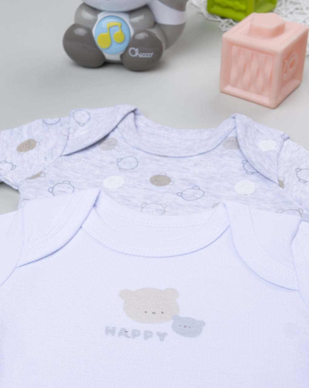 Pack 2 body manica lunga bambino bianco/grigio