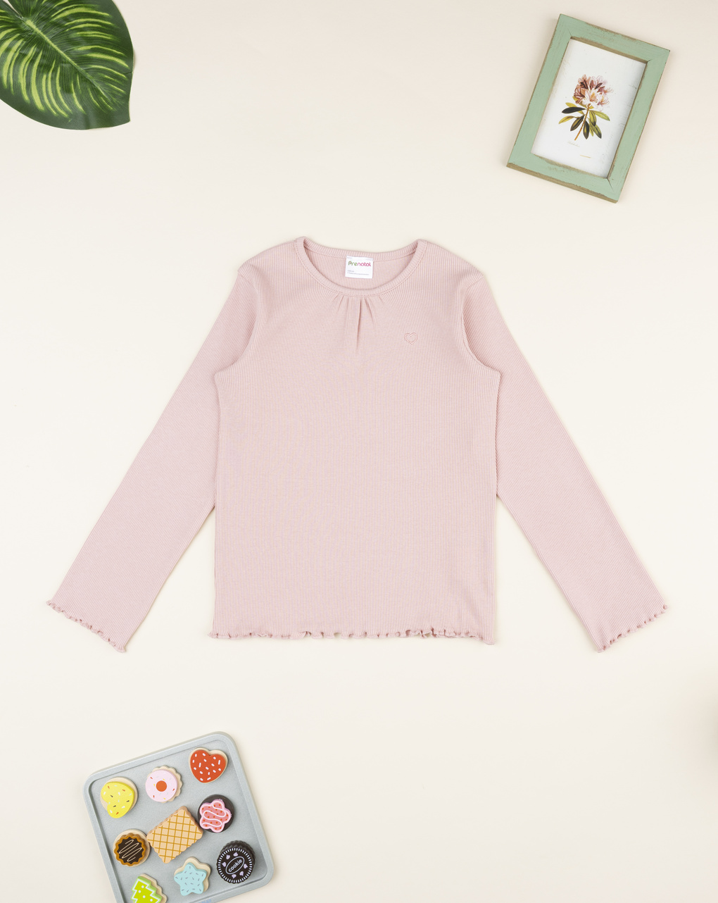 T-shirt bambina rosa costine