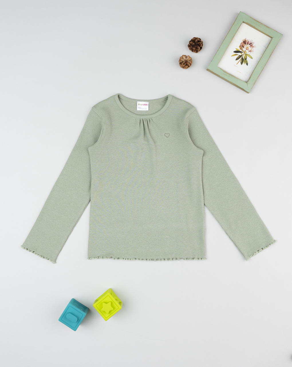 T-shirt bimba verde cuoricino