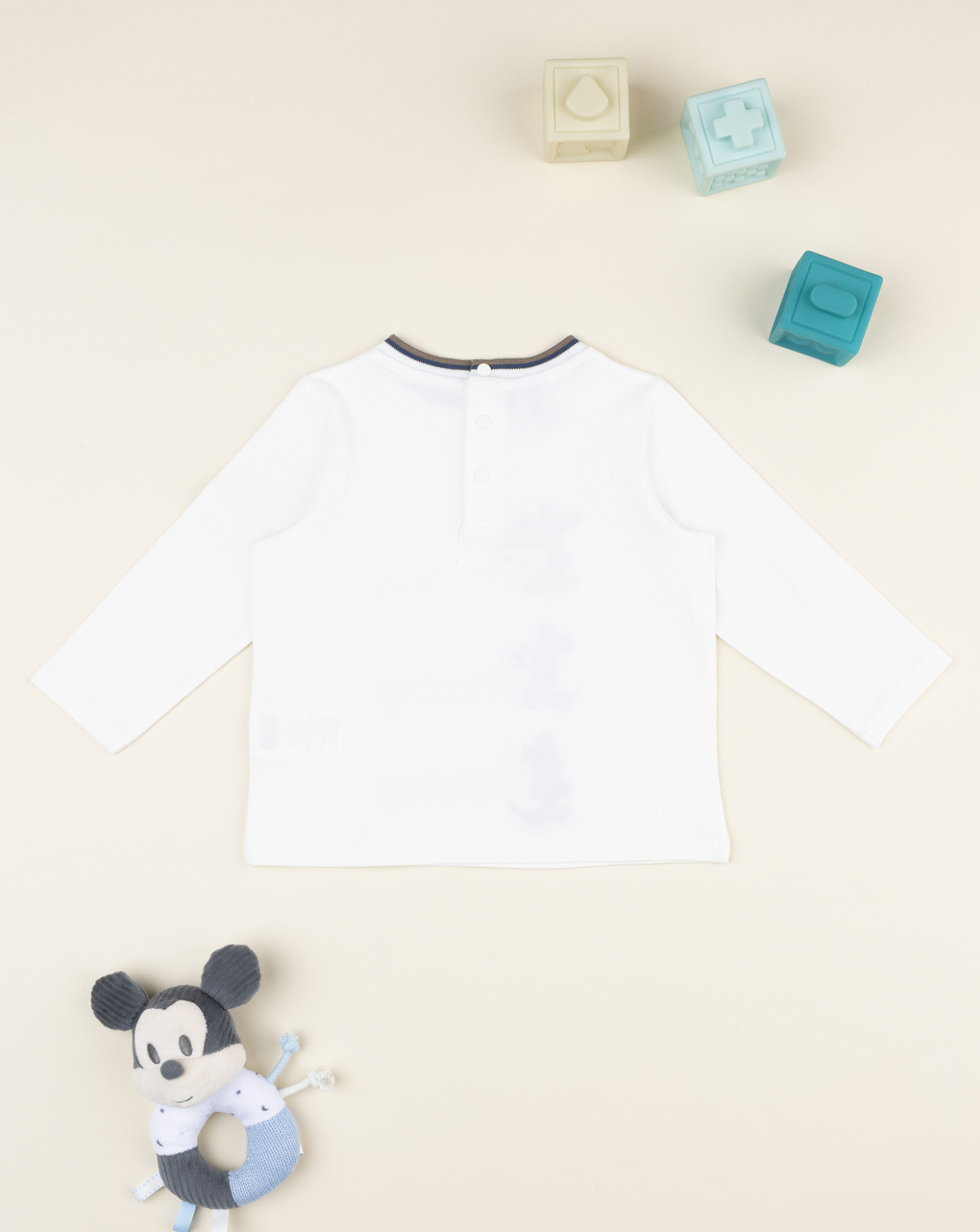 T-shirt bimbo bianca mickey maniche lunghe