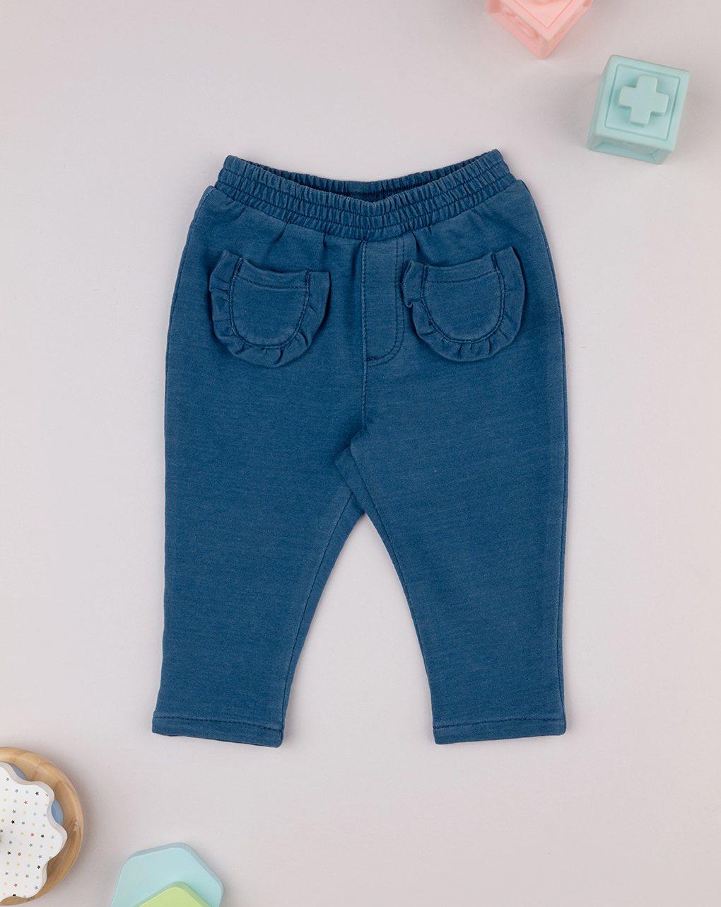 Jegging bimba blu denim con tasche
