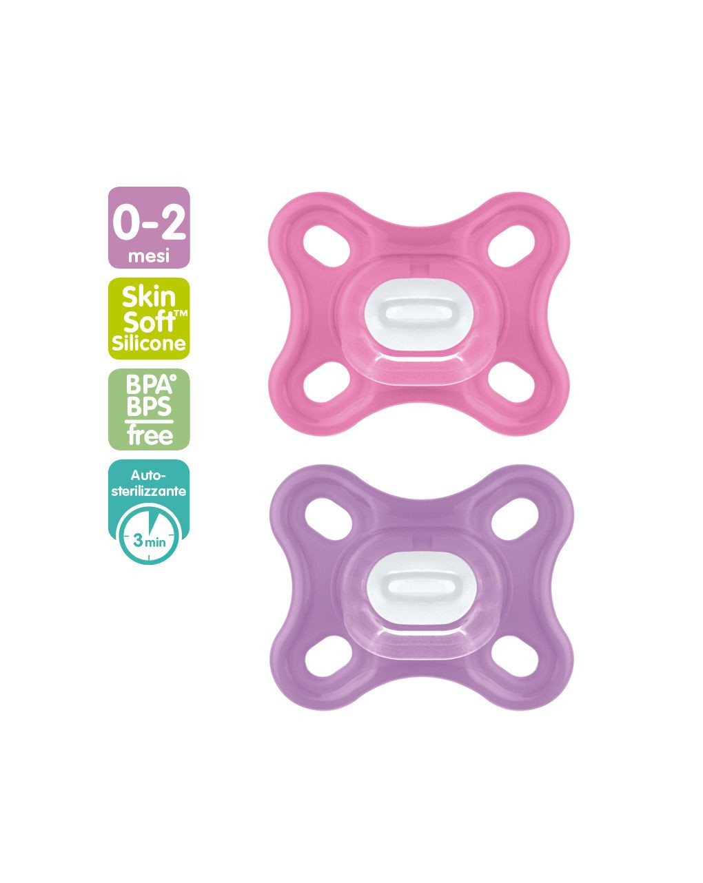 Succhietti comfort 0-2m silicone, femmina 2 pz - mam