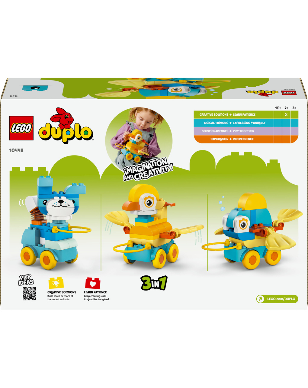 Lego duplo 10448 animali ruote 3in1: anatra, pesce, cane 2+