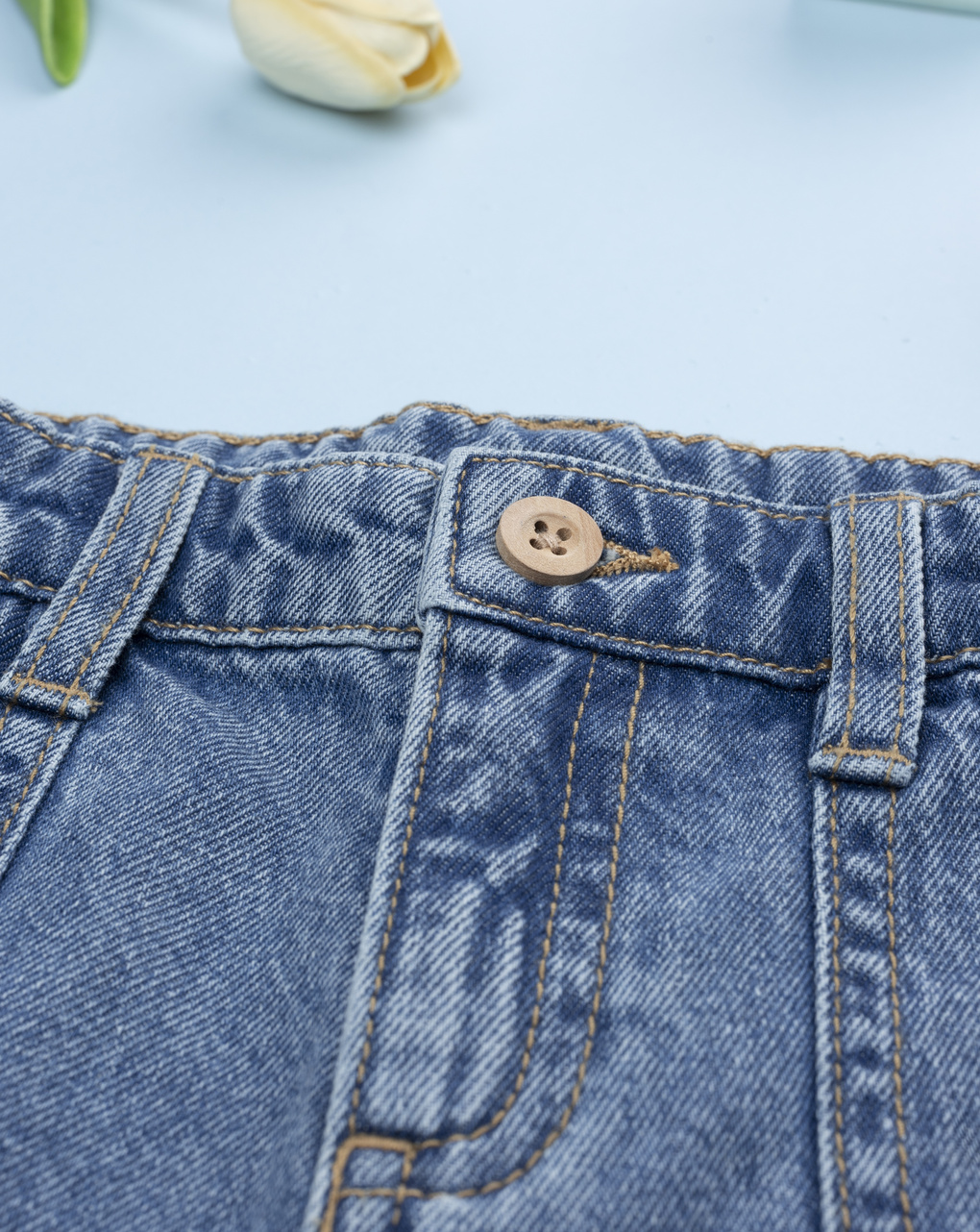 Pantalone cargo denim bimba fiorellini