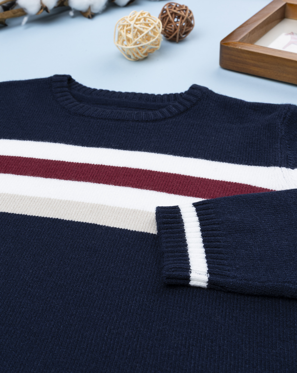 Maglia bimbo bianca/blu righe