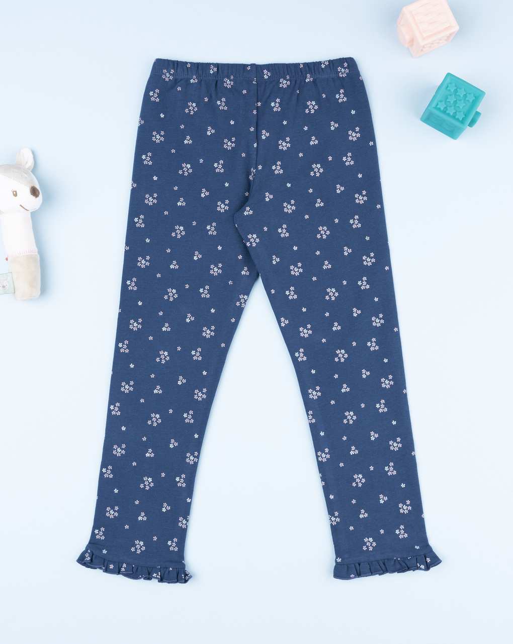 Legging bambina blu micro fiori