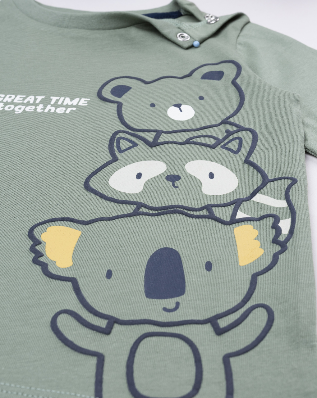 T-shirt bimbo verde stampa "great time together"