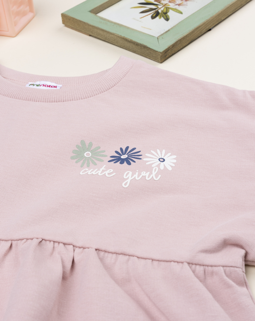 Felpa bimba rosa stampa margherite