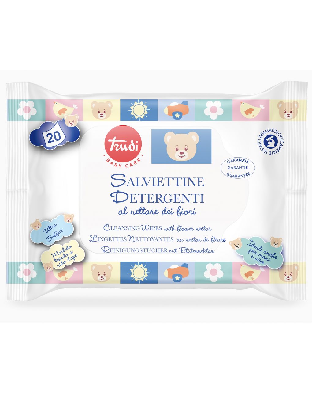 Salviettine detergenti al nettare dei fiori 20 pz - trudi baby care