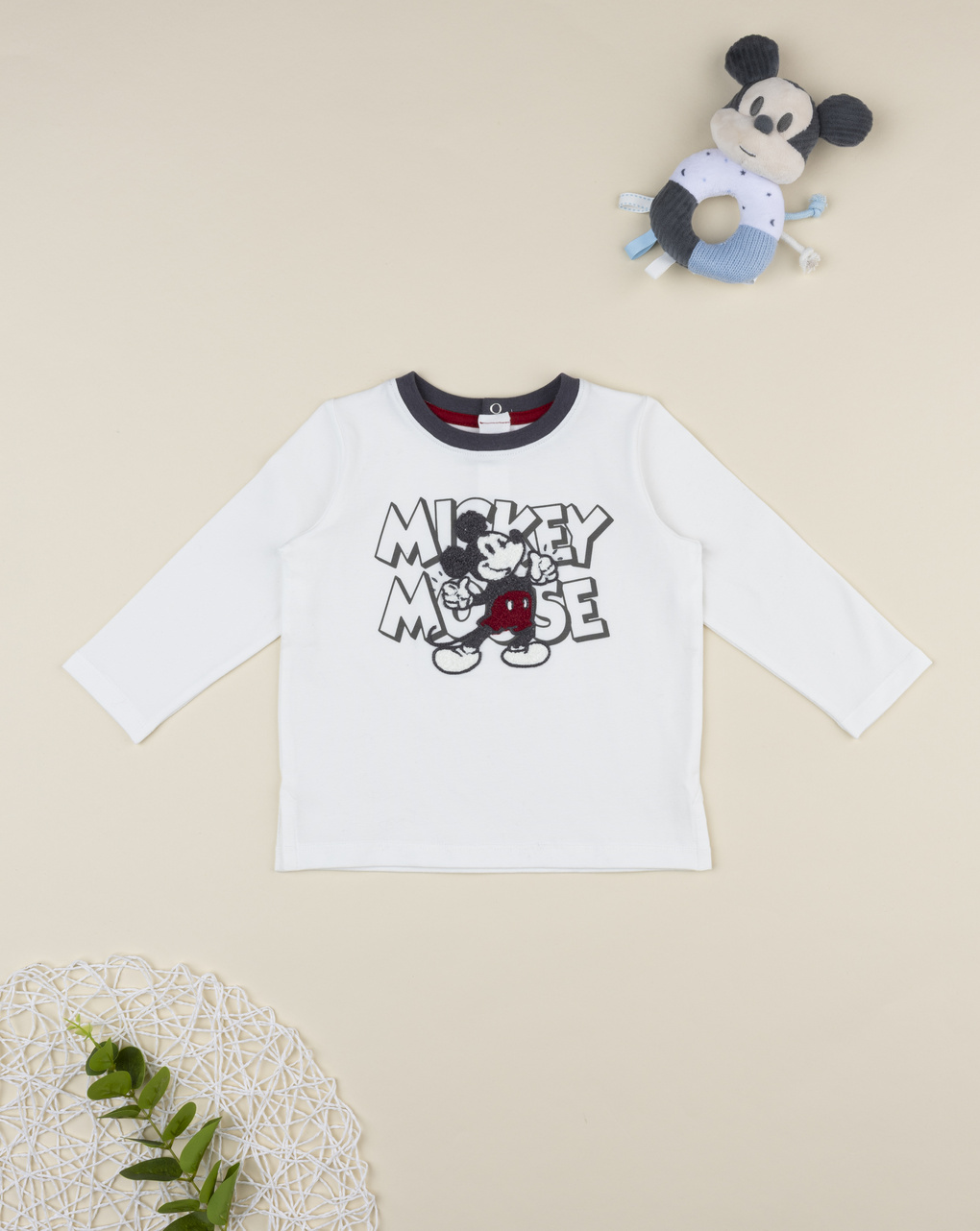 T-shirt bimbo bianca mickey mouse