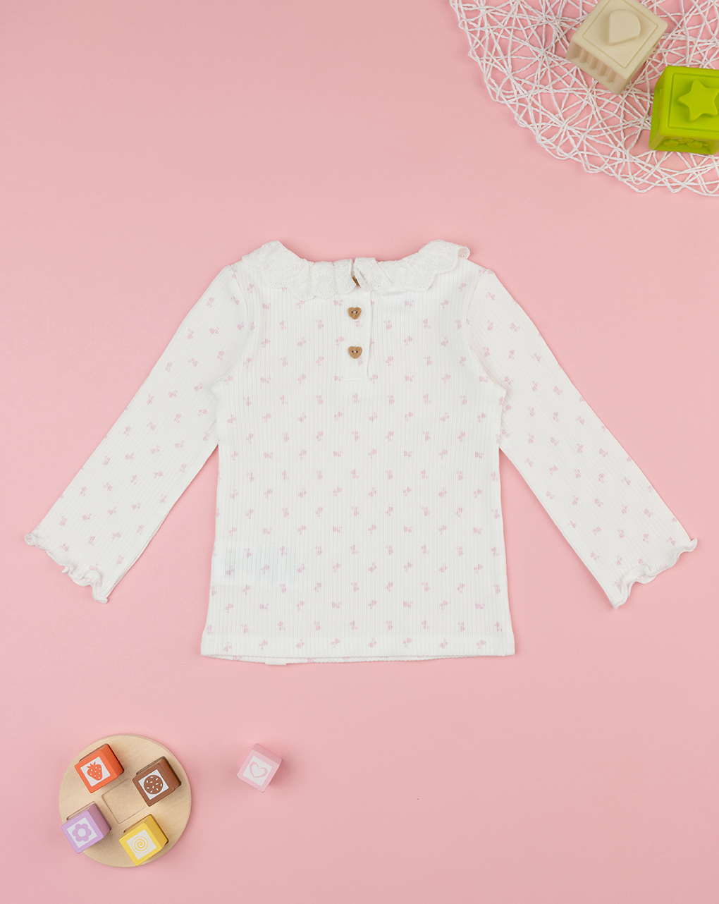 T-shirt coste bimba bianca allover