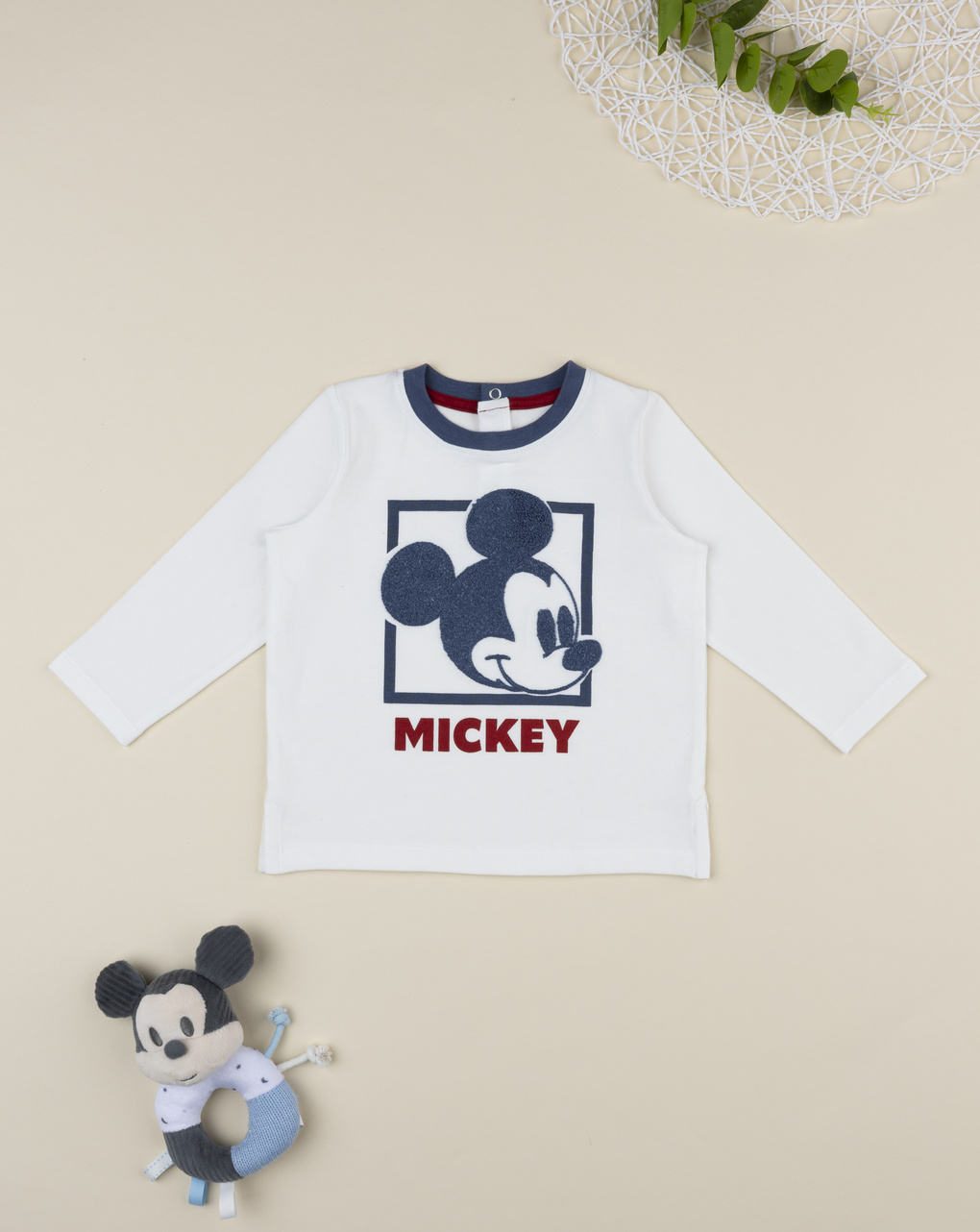 T-shirt bimbo mickey mouse bianca/blu