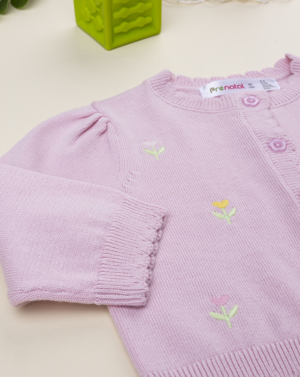 Cardigan bimba rosa ricamo fiori