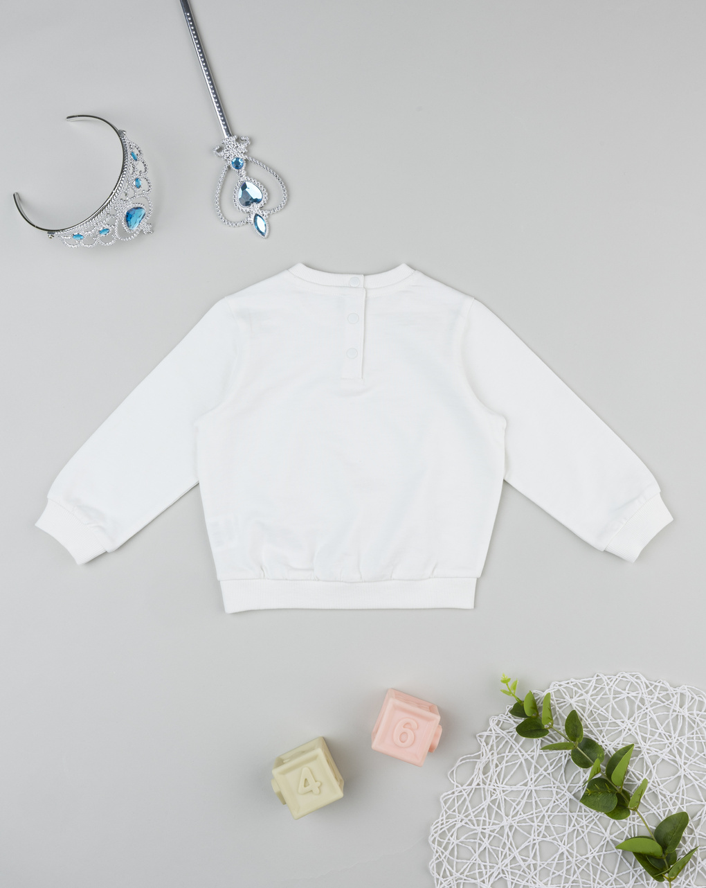 Felpa bimba bianca stampata con frill