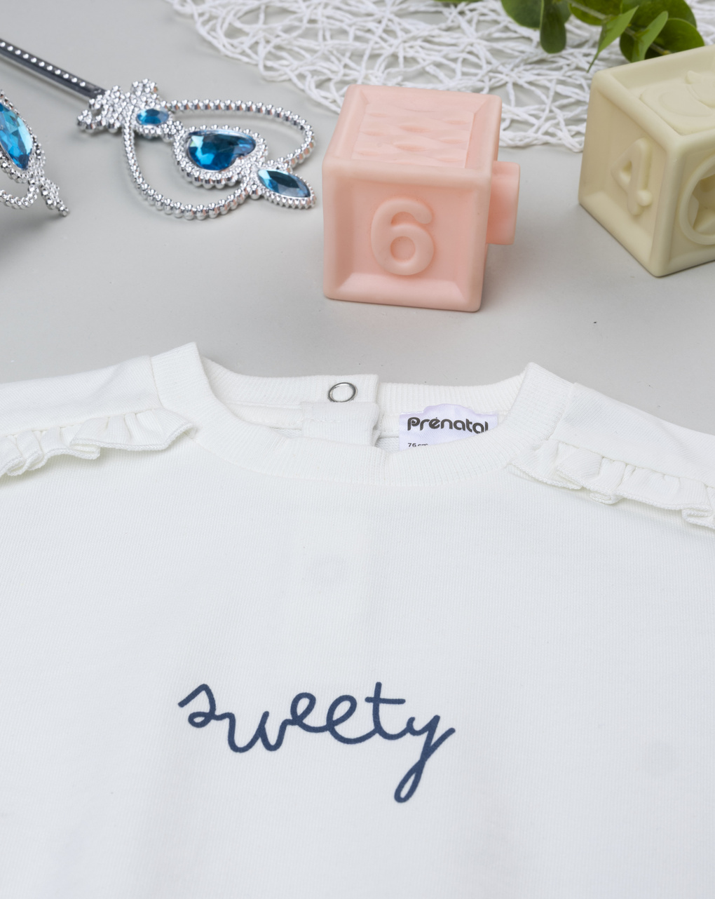 Felpa bimba bianca stampata con frill