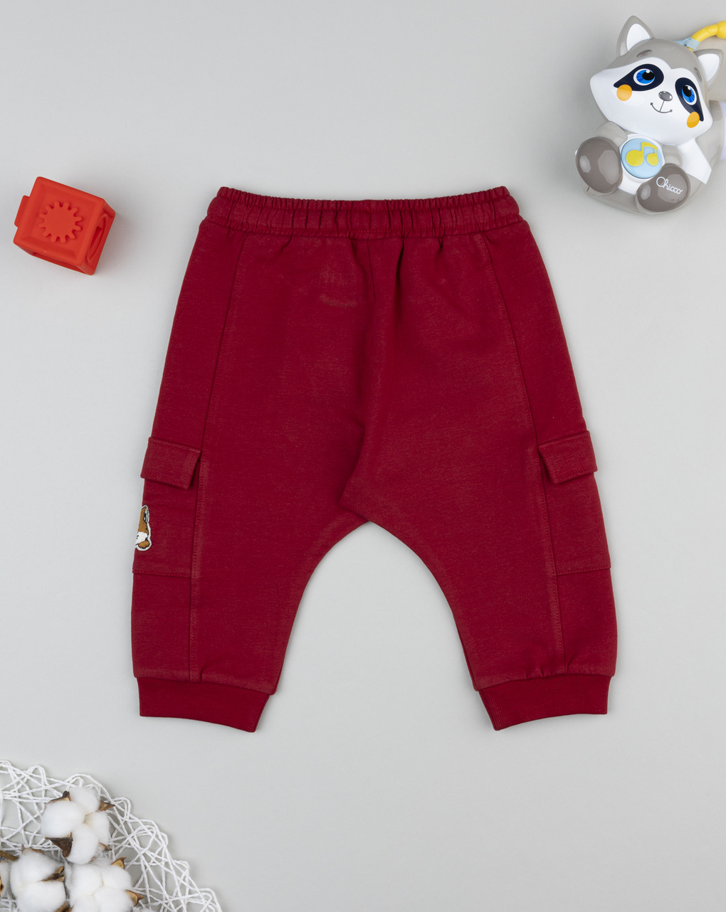Pantalone felpato bimbo bordeaux