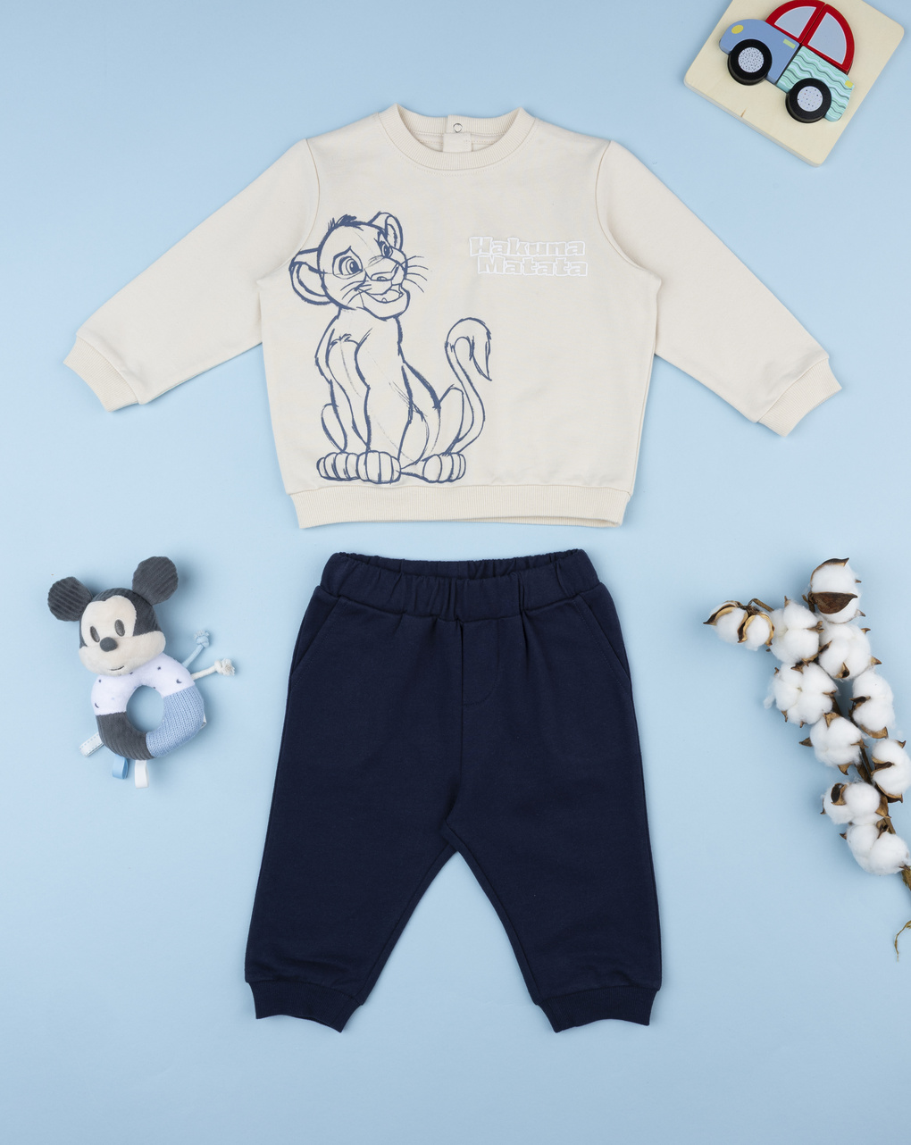 Completo jogging bimbo beige/blu re leone