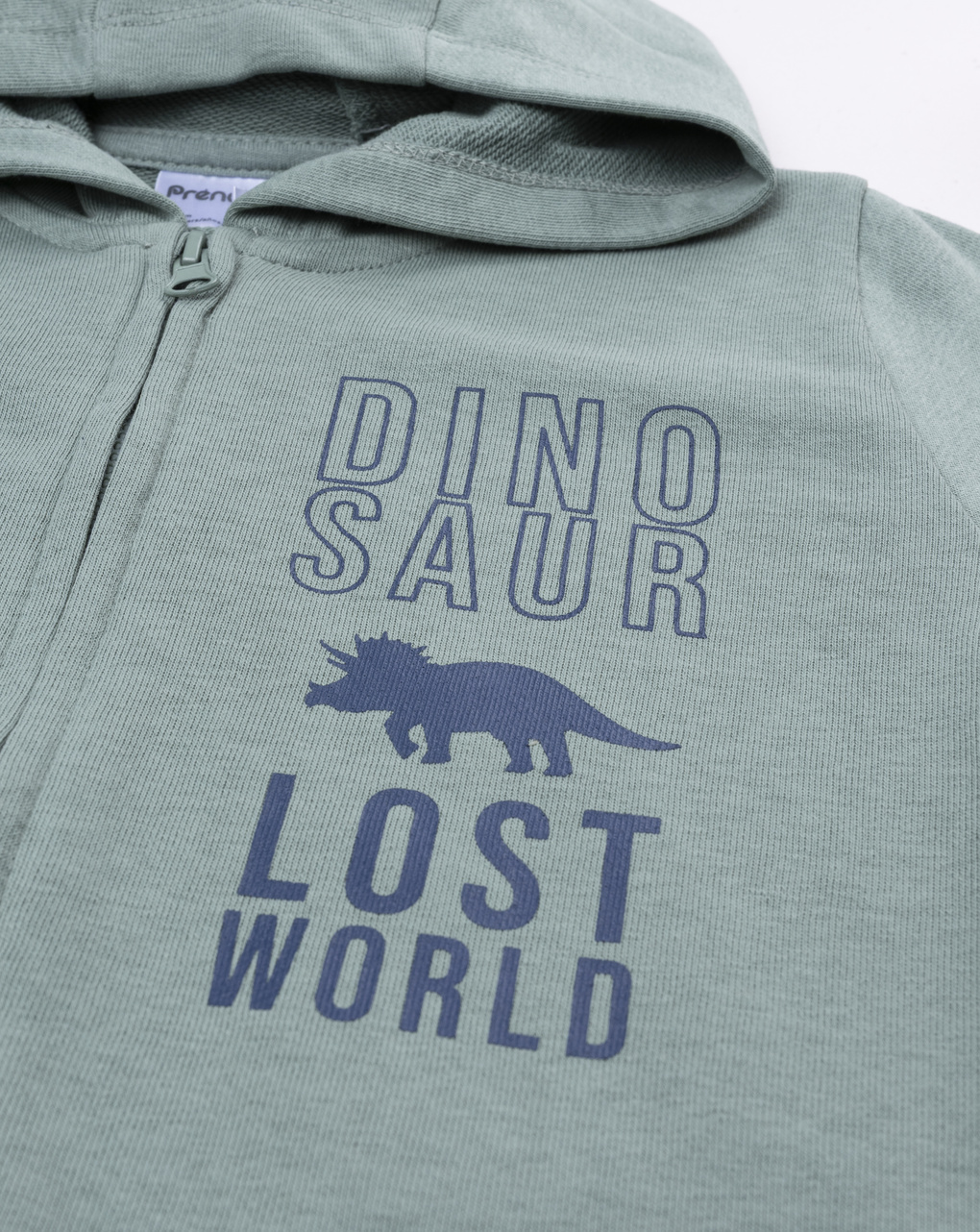 Felpa bambino verde con  cappuccio dinosauri