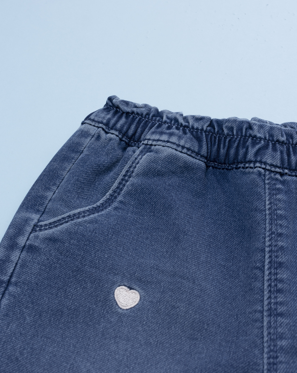 Pantalone denim bimba cuori