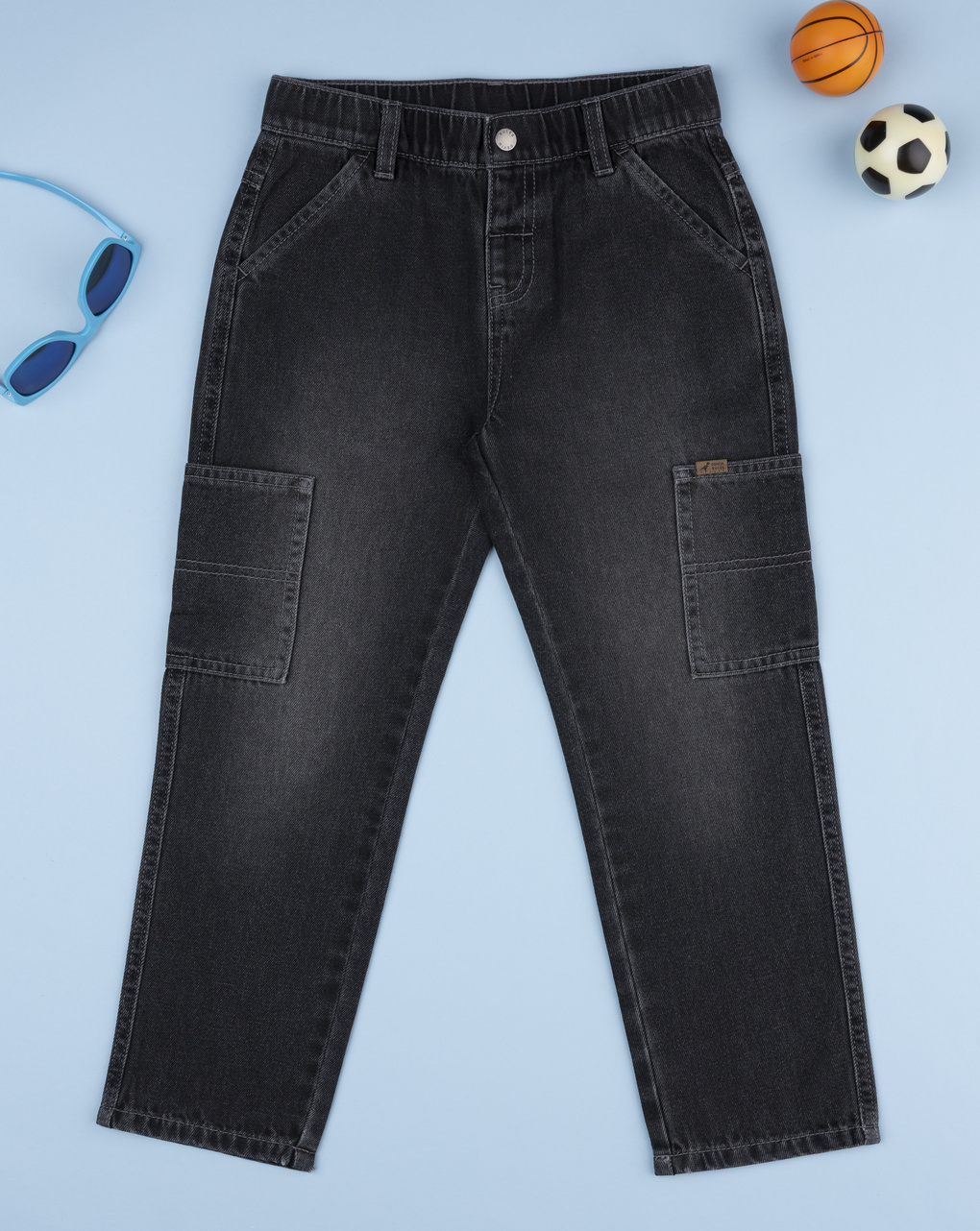 Pantalone denim bimbo grigio
