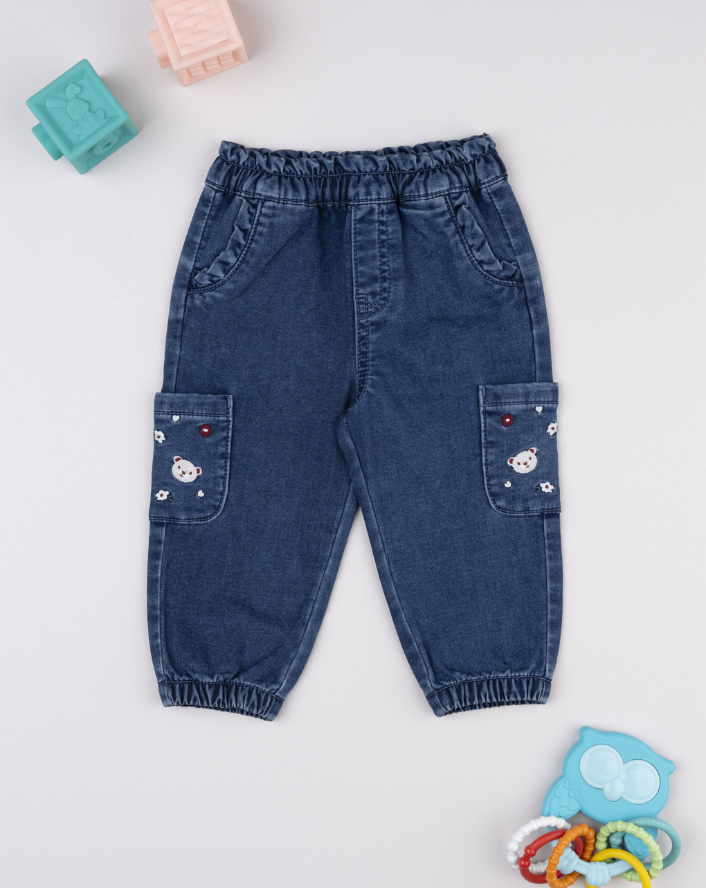 Pantalone denim bimba ricamato