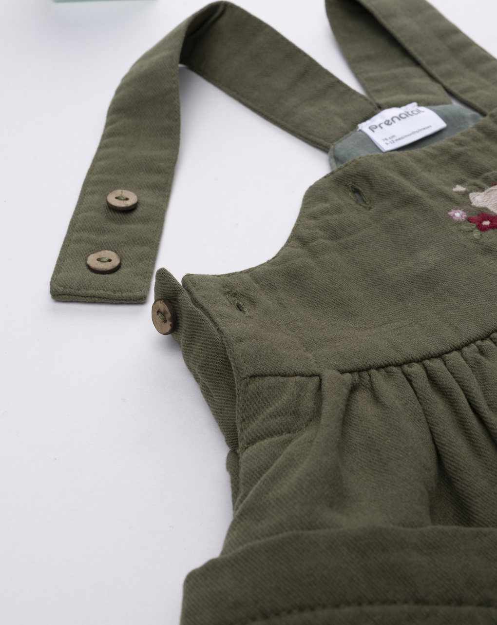 Abito salopette bimba verde con ricami
