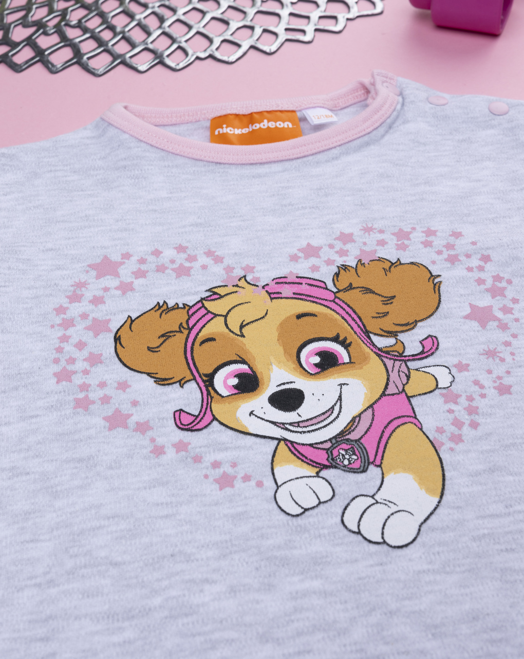 Pigiama due pezzi bimba paw patrol grigio/rosa