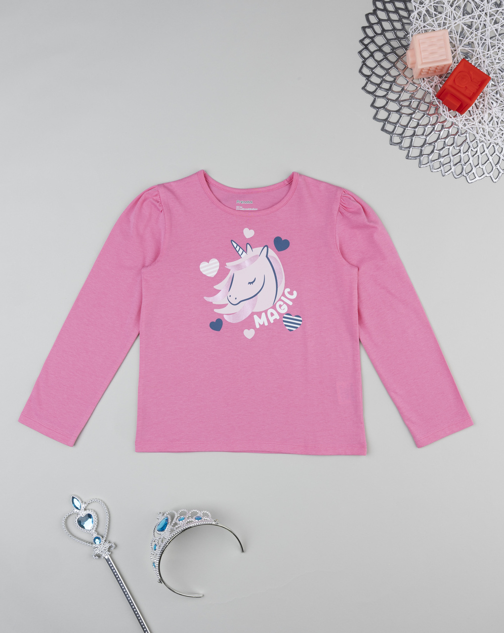 T-shirt bambina rosa stampa unicorno