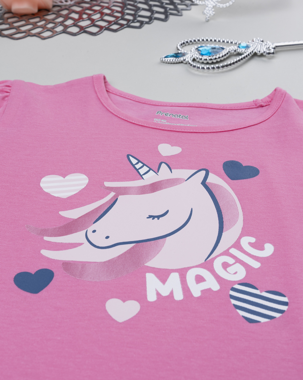 T-shirt bambina rosa stampa unicorno