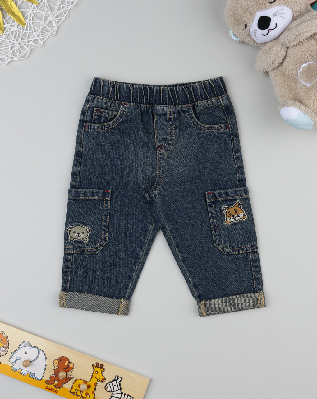 Pantalone bimbo denim toppe e tasche