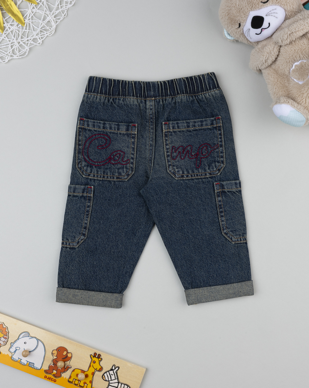 Pantalone bimbo denim toppe e tasche