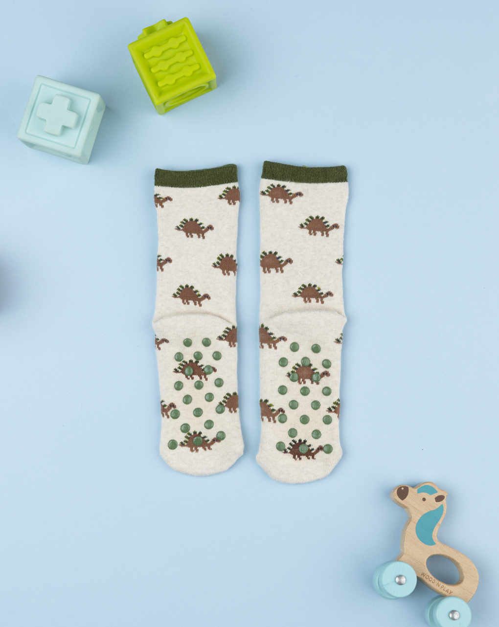 Antiscivolo beige bimbo dinosauri