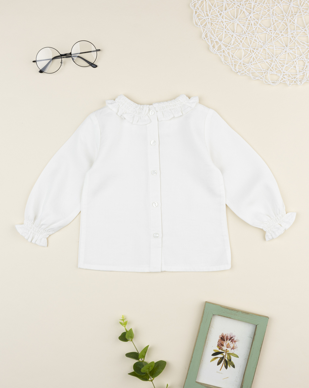 Camicia bimba bianca con frill