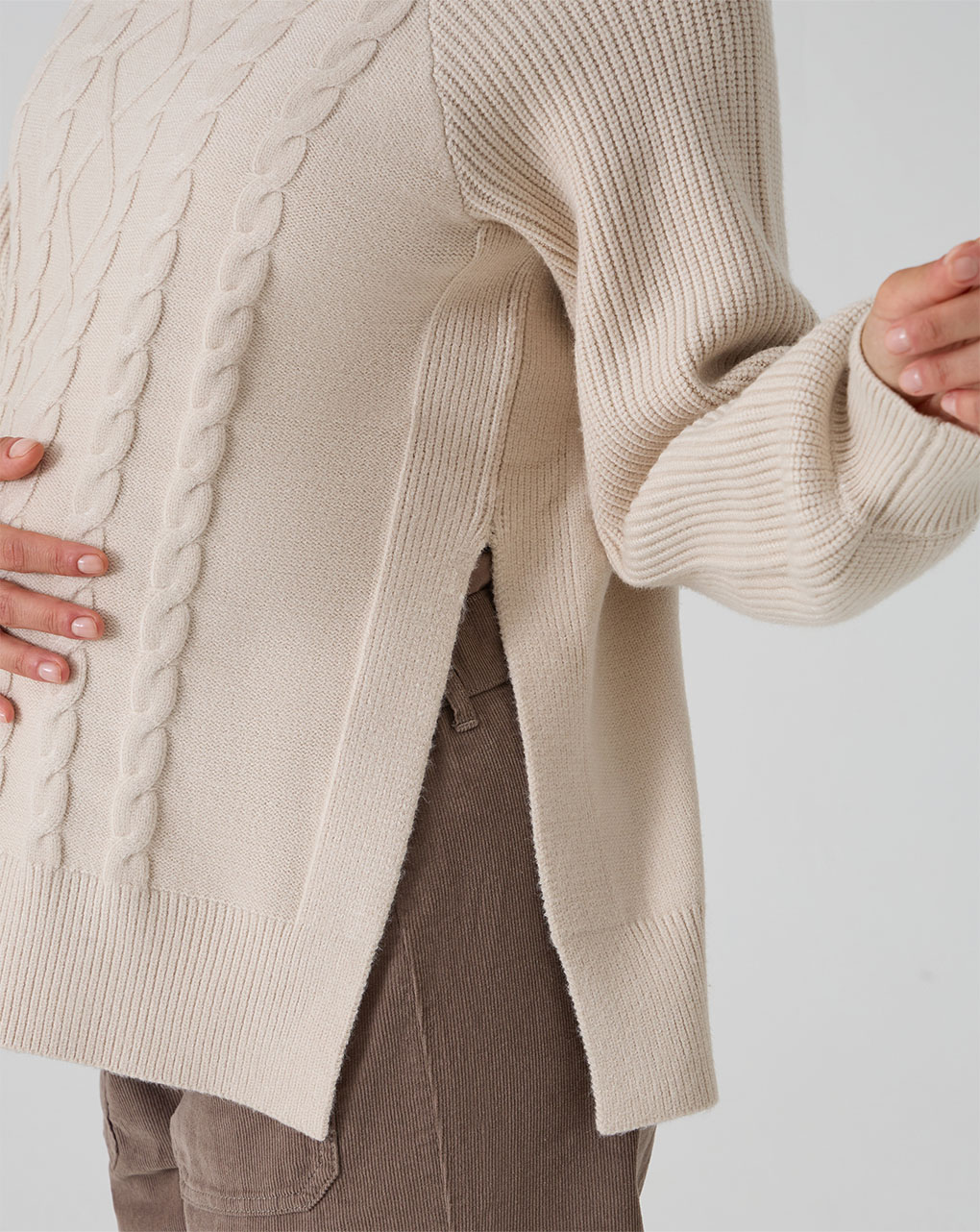 Maglione tricot beige trama intrecciata
