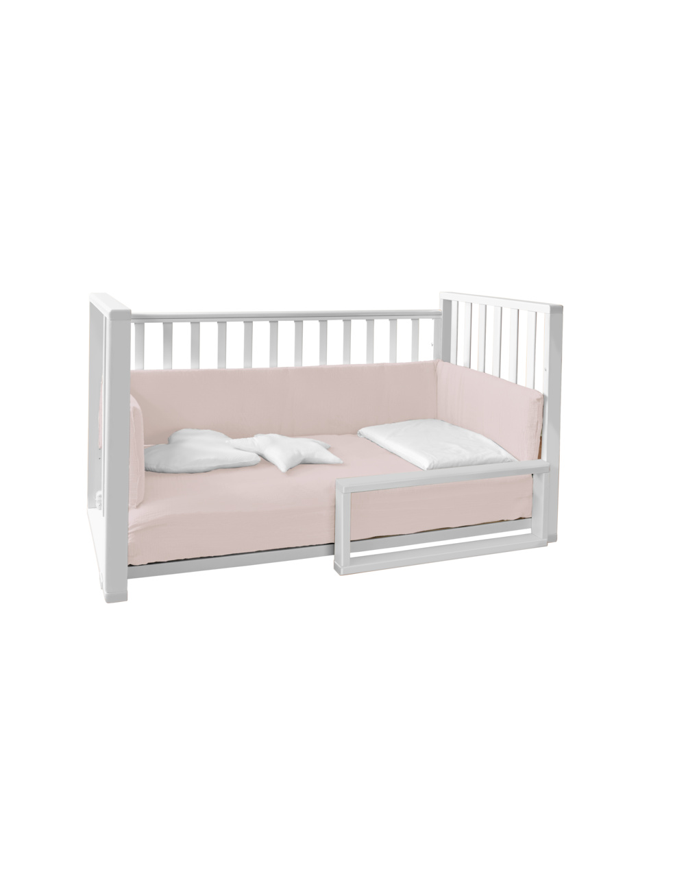 Letto infinito bianco con tessili muslin rosa petalo - italbaby