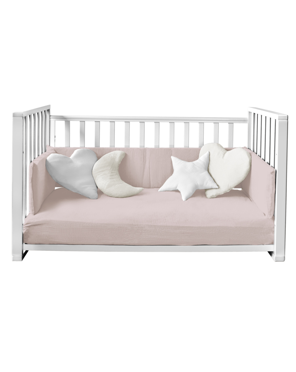 Letto infinito bianco con tessili muslin rosa petalo - italbaby