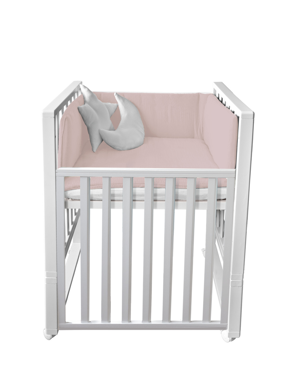 Letto infinito bianco con tessili muslin rosa petalo - italbaby